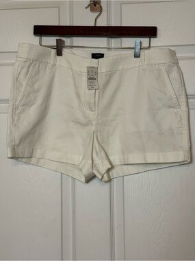 J. Crew White High-Rise Cotton Blend Shorts